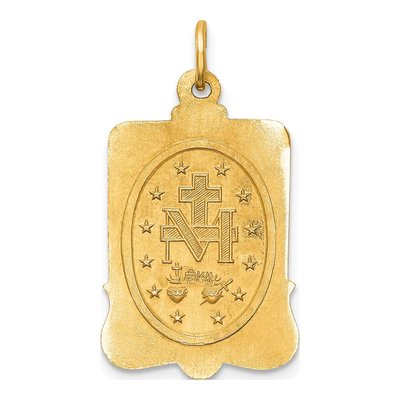 14K Yellow Gold Miraculous Medal Rectangle Pendant – view 5
