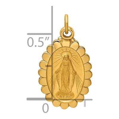 14K Yellow Gold Miraculous Medal Oval Pendant – view 4