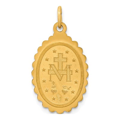 14K Yellow Gold Miraculous Medal Oval Pendant – view 5