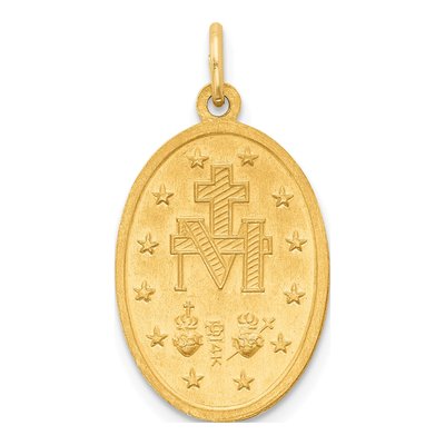 14K Yellow Gold Miraculous Medal Oval Pendant – view 4