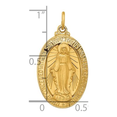 14K Yellow Gold Medium Oval Miraculous Medal Pendant – view 5