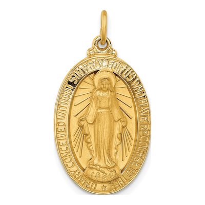 14K Yellow Gold Medium Oval Miraculous Medal Pendant
