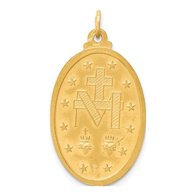 14K Yellow Gold Large Miraculous Medal Oval Pendant – view 5
