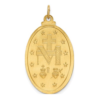 14K Yellow Gold Medium Oval Miraculous Medal Pendant – view 4