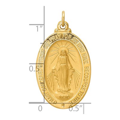 14K Yellow Gold Medium Oval Miraculous Medal Pendant – view 5