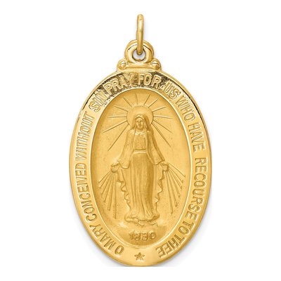 14K Yellow Gold Medium Oval Miraculous Medal Pendant