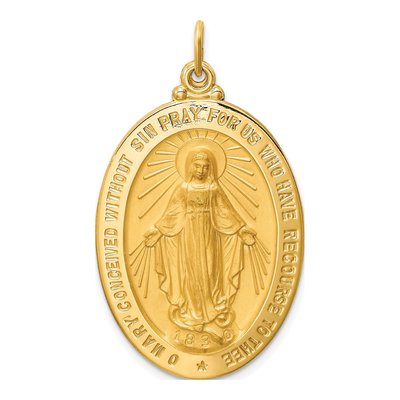 14K Yellow Gold Miraculous Medal Pendant