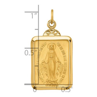 14K Yellow Gold Rectangular Miraculous Medal Pendant – view 4