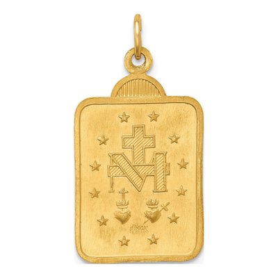 14K Yellow Gold Rectangular Miraculous Medal Pendant – view 5