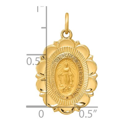 14K Yellow Gold Miraculous Medal Oval Pendant – view 4