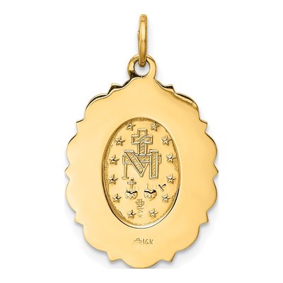 14K Yellow Gold Miraculous Medal Oval Pendant – view 5