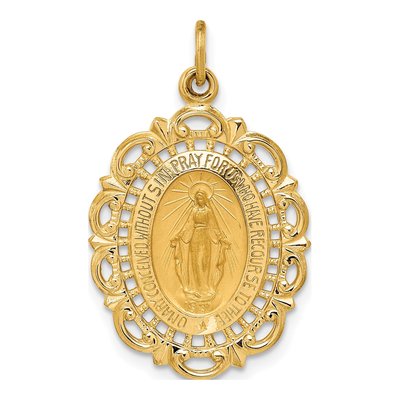 14K Yellow Gold Miraculous Medal Pendant