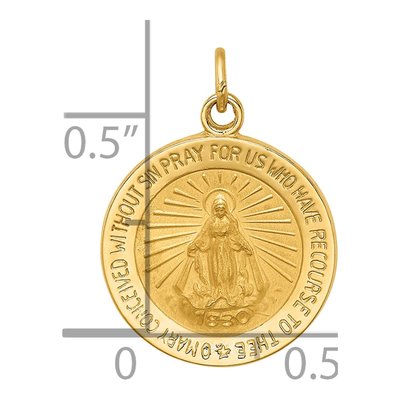 14K Yellow Gold Miraculous Medal Round Charm – view 4