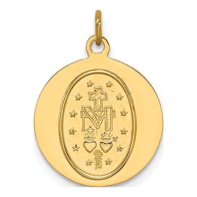 14K Yellow Gold Miraculous Medal Round Charm – view 5