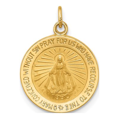 14K Yellow Gold Miraculous Medal Round Charm