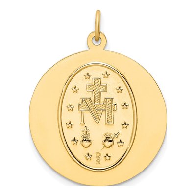 14K Yellow Gold Round Miraculous Medal Pendant – view 4