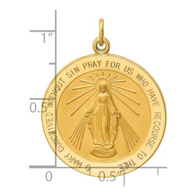 14K Yellow Gold Round Miraculous Medal Pendant – view 5