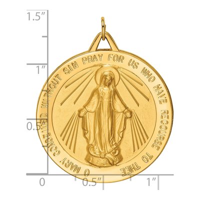 14K Yellow Gold Large Round Miraculous Medal Pendant – view 4