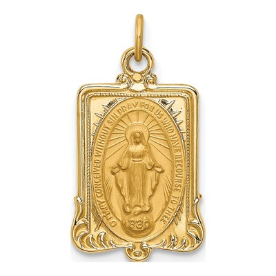 14K Yellow Gold Miraculous Medal Pendant