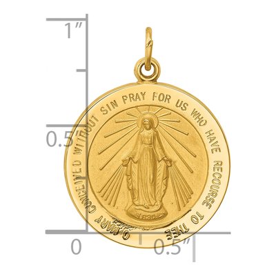 14K Yellow Gold Miraculous Medal Round Pendant – view 4