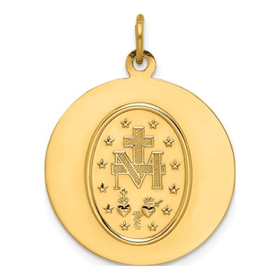 14K Yellow Gold Miraculous Medal Round Pendant – view 5