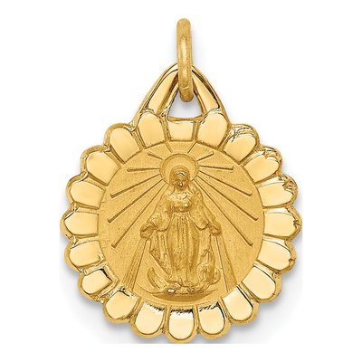 14K Yellow Gold Miraculous Medal Pendant