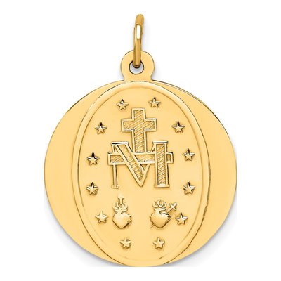14K Yellow Gold Small Miraculous Medal Pendant – view 5