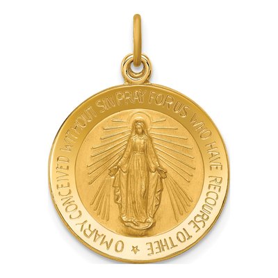 14K Yellow Gold Small Miraculous Medal Pendant