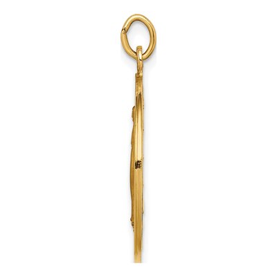 14K Yellow Gold Large Round Miraculous Medal Pendant – view 3