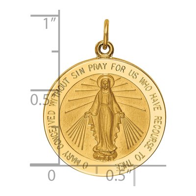 14K Yellow Gold Large Round Miraculous Medal Pendant – view 4