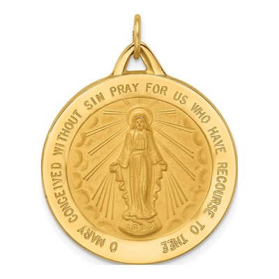 14K Yellow Gold Miraculous Medal Pendant