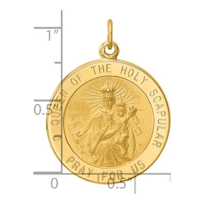 14K Yellow Gold Queen of Holy Scapular Medal Pendant – view 4