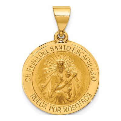 14K Yellow Gold Reversible Round Medal Pendant