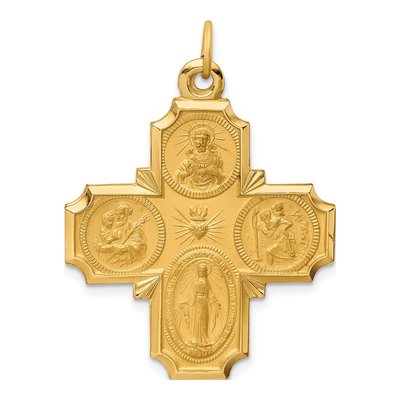 14K Yellow Gold Large 4-Way Medal Pendant