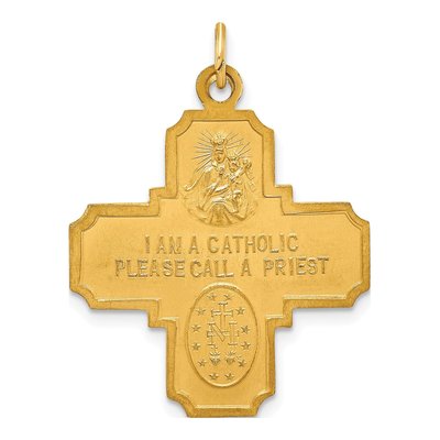 14K Yellow Gold Medium 4-Way Medal Pendant – view 5