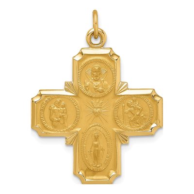 14K Yellow Gold Medium 4-Way Medal Pendant