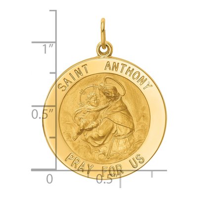 14K Yellow Gold Large Round St Anthony Medal Pendant – view 4