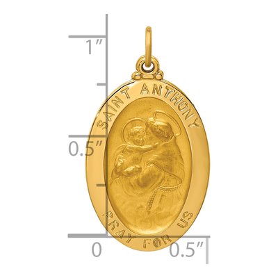 14K Yellow Gold St Anthony Medal Oval Pendant – view 4