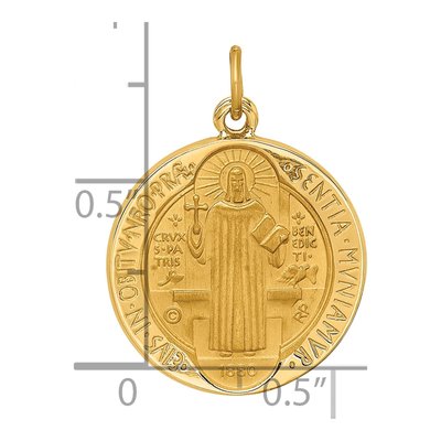 14K Yellow Gold St Benedict Medal Pendant – view 4