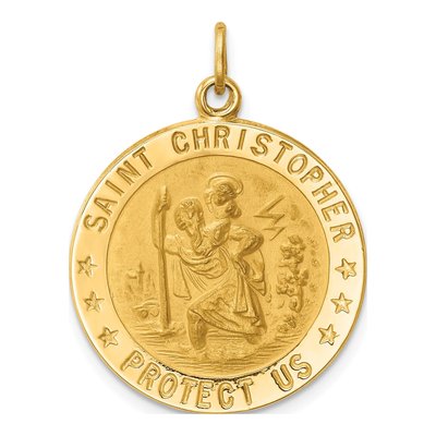 14K Yellow Gold St Christopher Medal Pendant