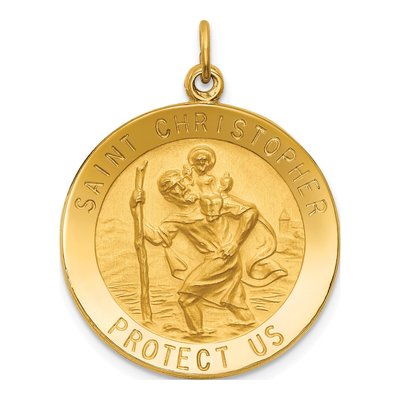 14K Yellow Gold St Christopher Medal Pendant