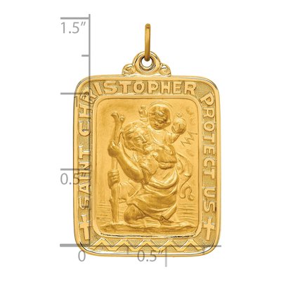 14K Yellow Gold St Christopher Rectangle Pendant – view 5