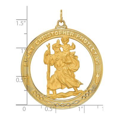 14K Yellow Gold St Christopher Medal Pendant – view 3