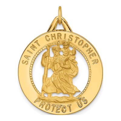 14K Yellow Gold St Christopher Medal Pendant