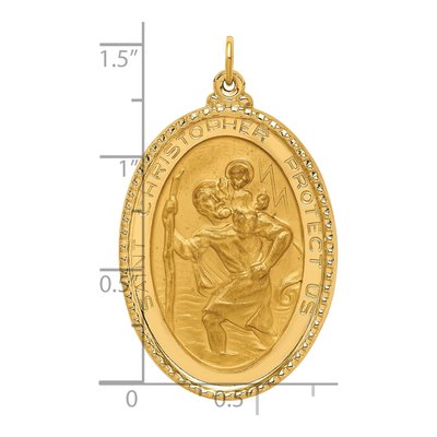 14K Yellow Gold St Christopher Oval Medal Pendant – view 5