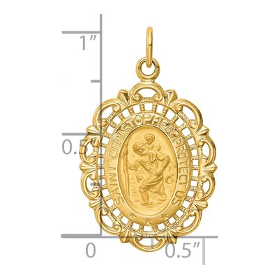 14K Yellow Gold St Christopher Medal Pendant – view 4