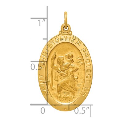 14K Yellow Gold Medium Oval St Christopher Medal Pendant – view 4