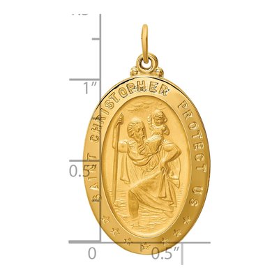 14K Yellow Gold St Christopher Medal Pendant – view 4