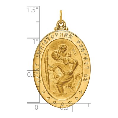 14K Yellow Gold Large St Christopher Medal Pendant – view 4