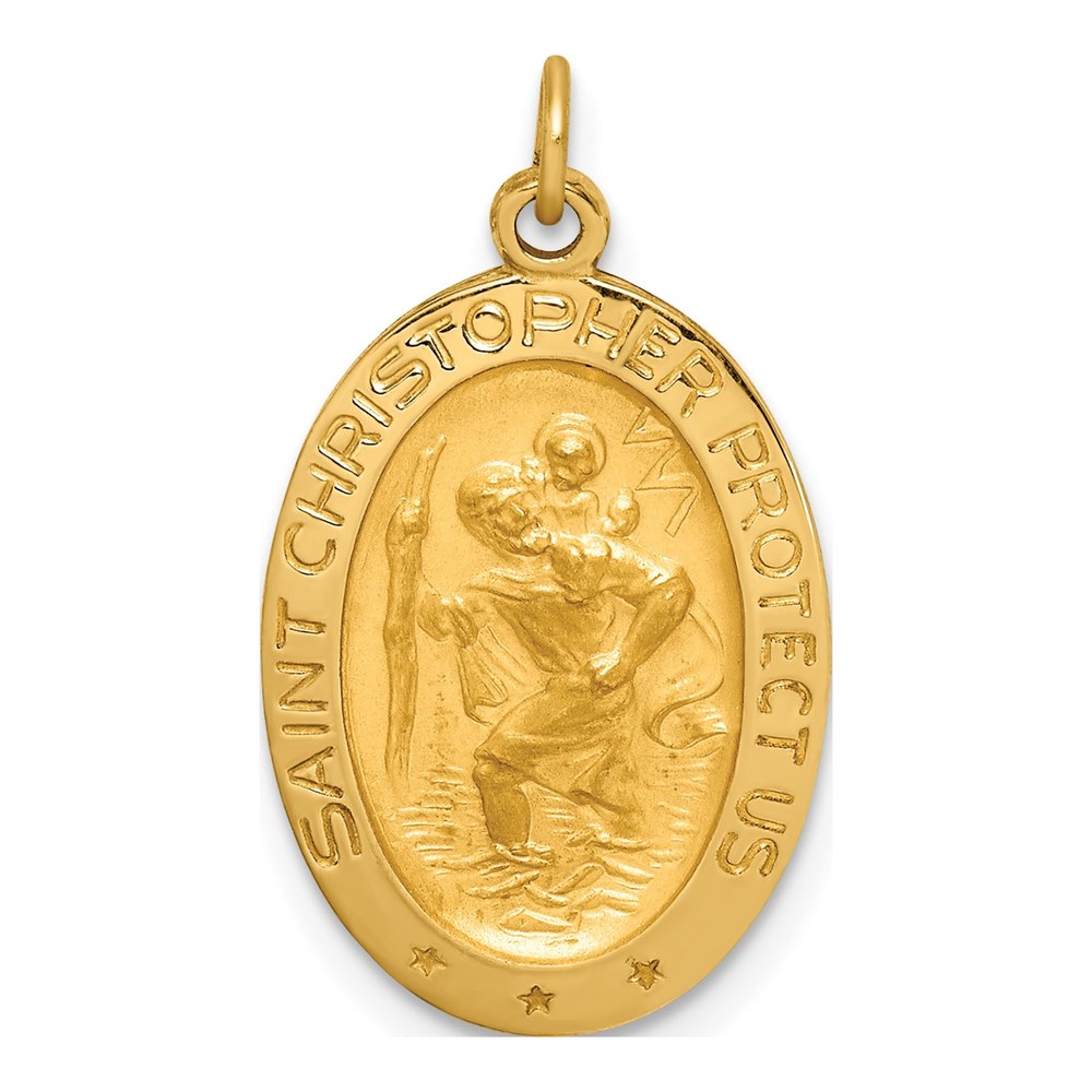14K Yellow Gold St Christopher Medal Charm